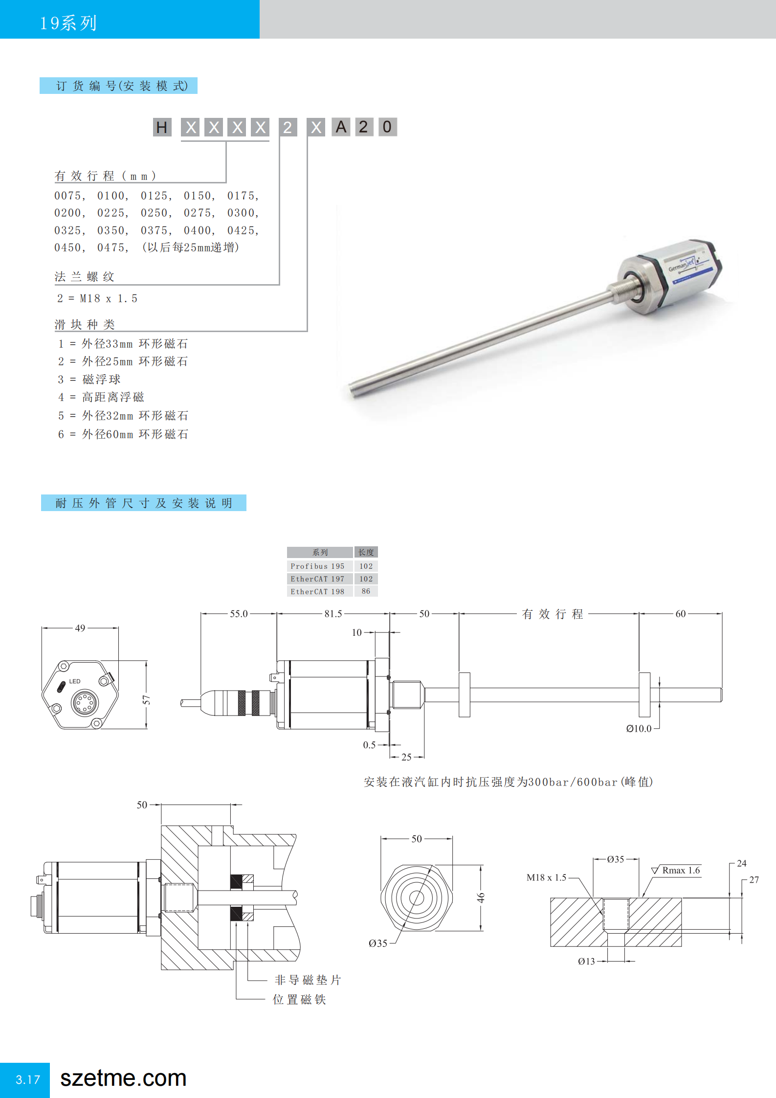 磁致伸缩位移传感器5