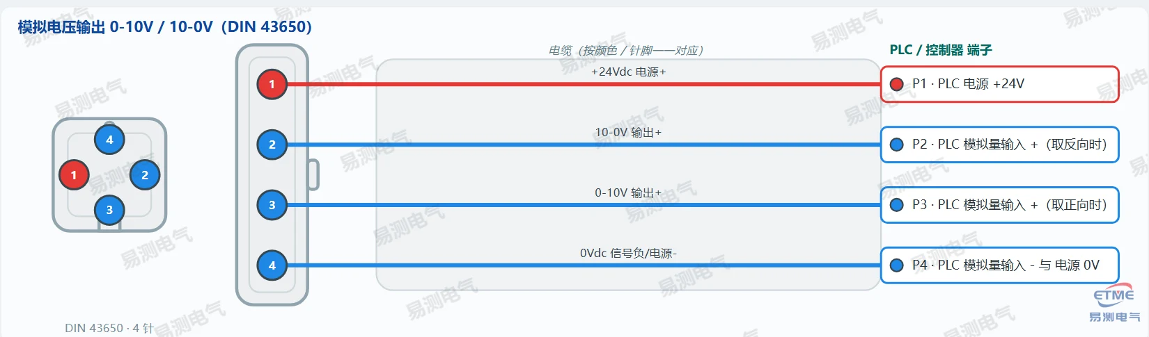 模拟电压输出0-10V接线示意图