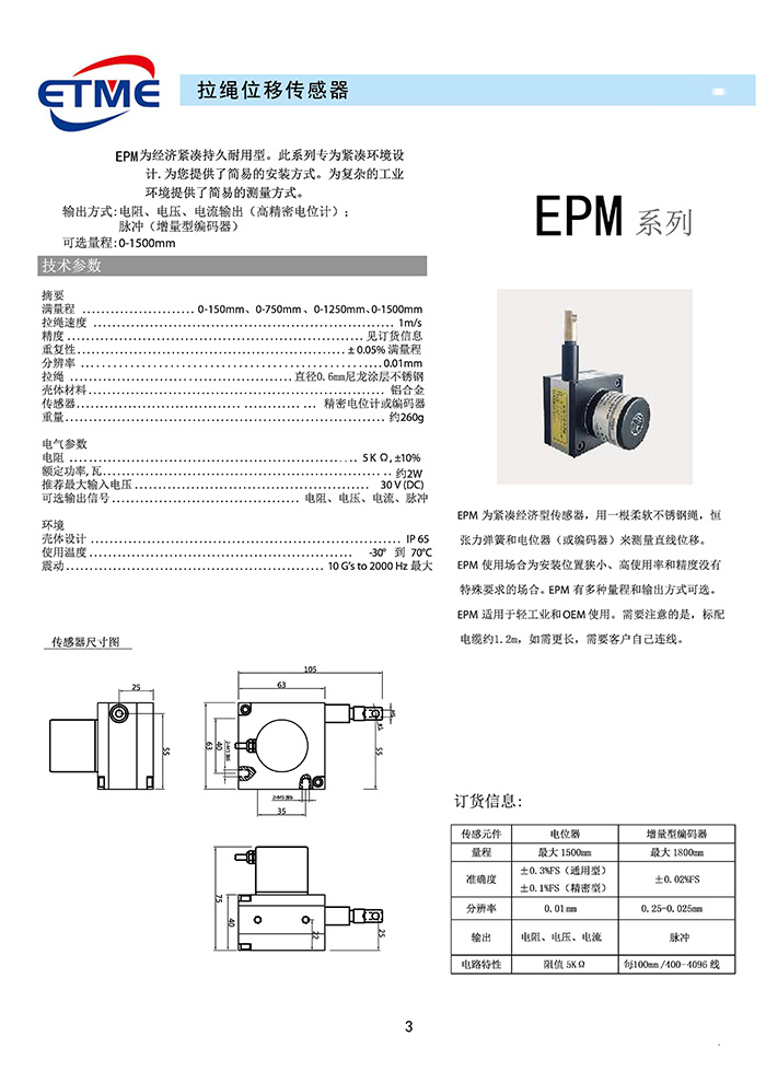 拉绳位移传感器(螺纹安装型)
